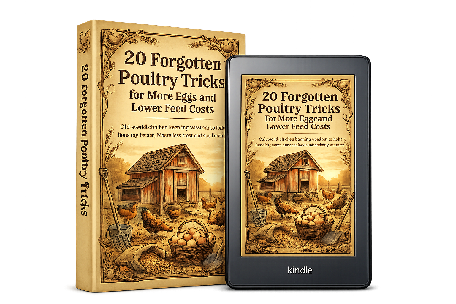 20 Forgotten Poultry Tricks ebook — book and tablet mockup